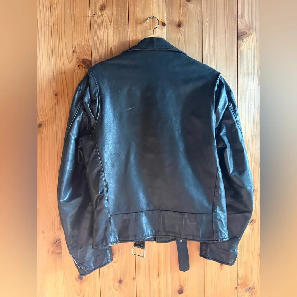 Vintage 1970s EXCELLED Leather Motorcycle Jacket // Size 40 - Picture 4 of 7